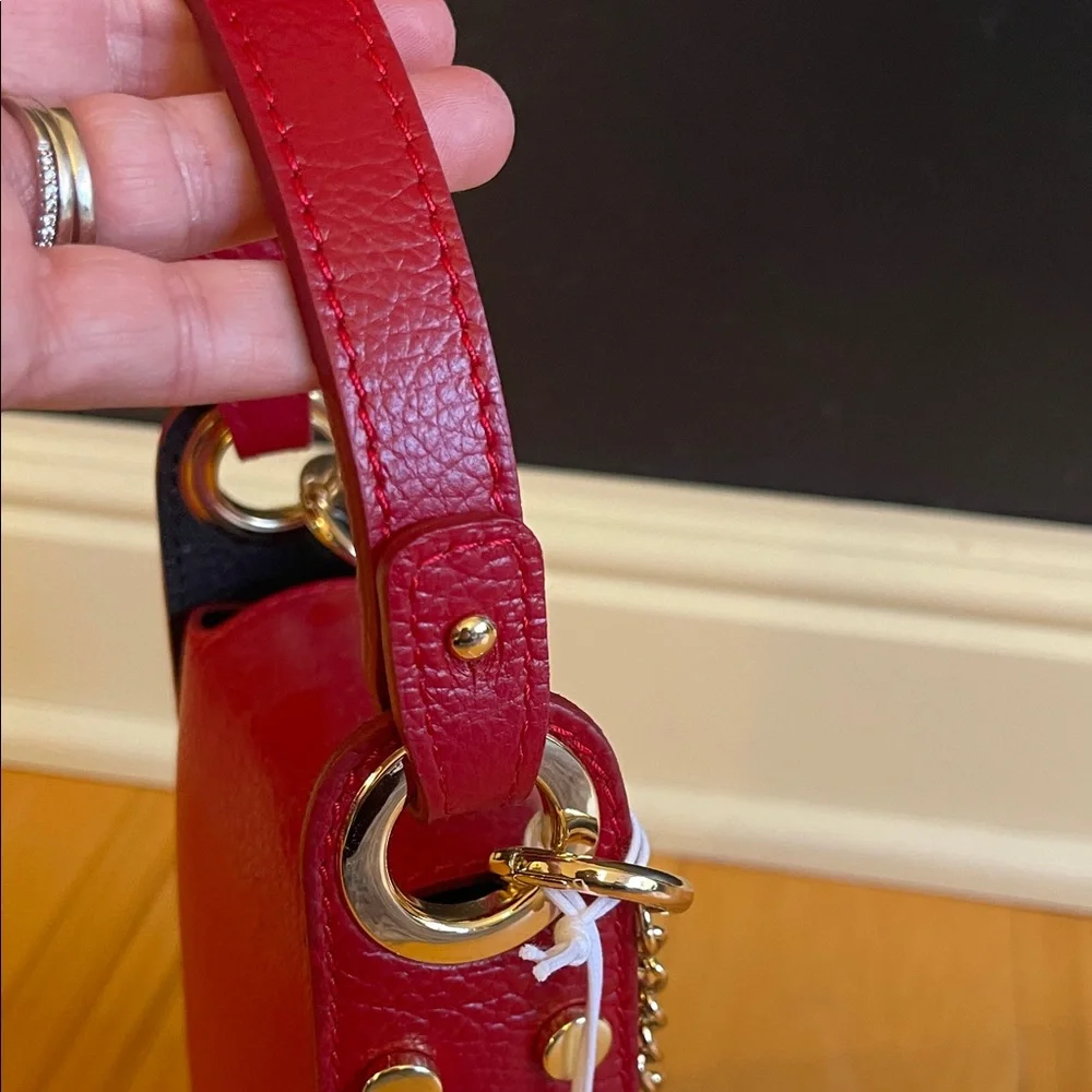 NWT Anna Paola Genuine Italian Leather Cherry Red Handbag - Picture 7 of 16